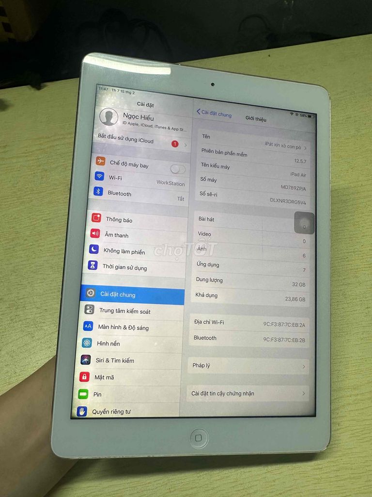 ipad air mạnh mẽ mượt pin cao màn to