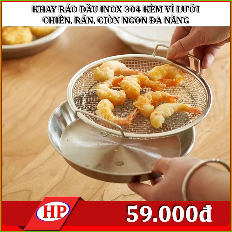 Khay ráo dầu Inox 304 Bạc kèm vỉ lưới. Mua bán Dụng cụ nhà bếp tại Quận Ninh Kiều Cần Thơ được đăng bởi PHƯỚC HIỆP hình 1