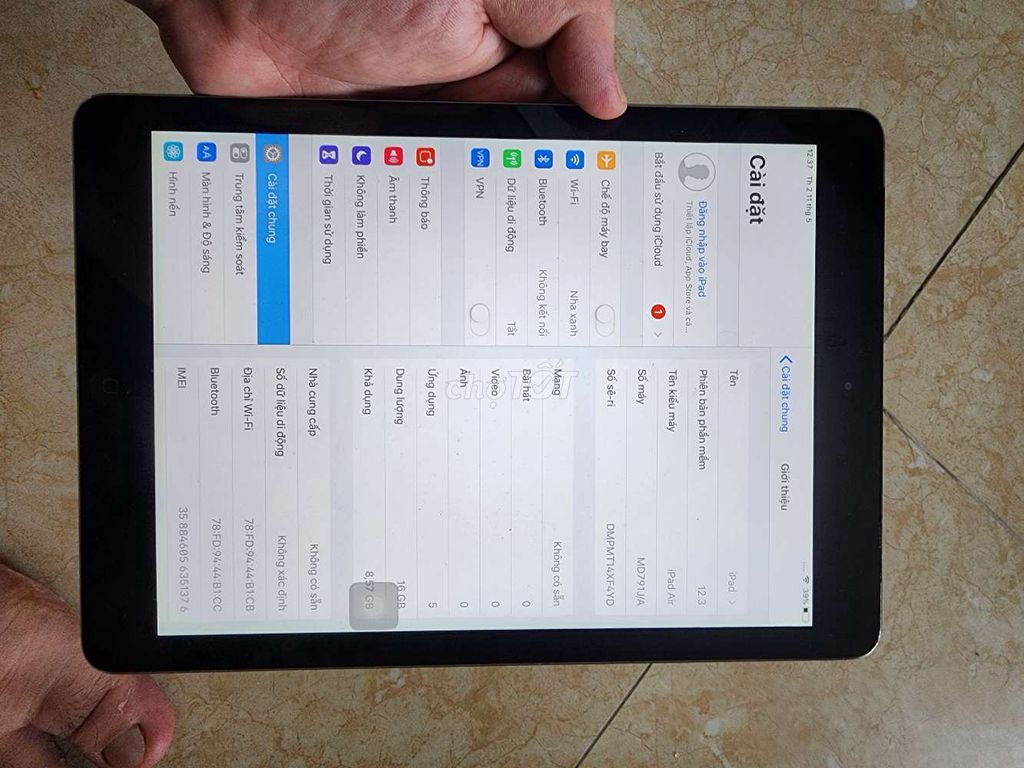 Apple iPad Air 1 16GB Xám. Mua bán Máy tính bảng tại Huyện Hóc Môn Tp Hồ Chí Minh được đăng bởi Gia Hoàng hình 1