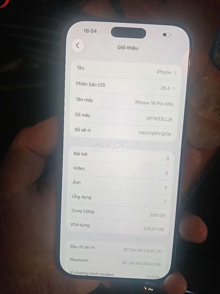 iPhone 16 Pro Max 256GB Trắng Đã sử dụng. Mua bán Điện thoại tại Thị xã Tân Uyên Bình Dương được đăng bởi Phong Nguyễn Hoài hình 1