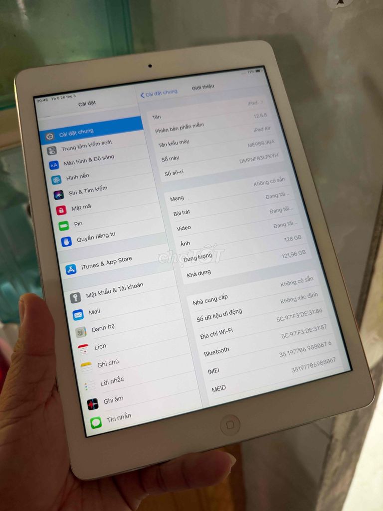 Ipad Air 1 4G đầy đủ 128Gb đẹp keng. Mua bán Máy tính bảng tại Quận Cẩm Lệ Đà Nẵng được đăng bởi Mylinh hình 1