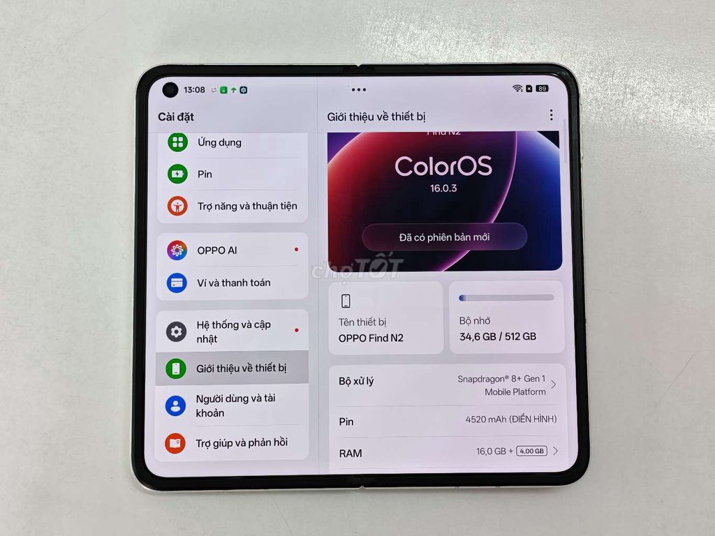 OPPO Find N2 512GB Trắng. Mua bán Điện thoại tại Quận Ninh Kiều Cần Thơ được đăng bởi Lê Khang hình 1