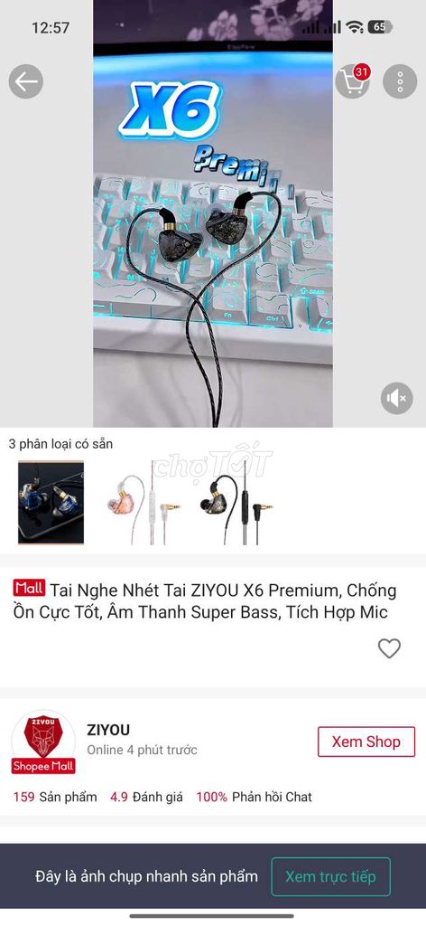 Tai nghe nhét tai ZIYOU X6 Premium Chống ồn. Mua bán Tivi, Âm thanh tại Huyện Hóc Môn Tp Hồ Chí Minh được đăng bởi Nguyễn Ngọc Thi hình 1