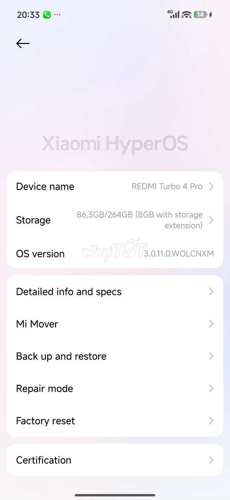 Xiaomi Turbo 4 Pro 256GB Đen. Mua bán Điện thoại tại Huyện Hóc Môn Tp Hồ Chí Minh được đăng bởi Monsieur Kuroli hình 1