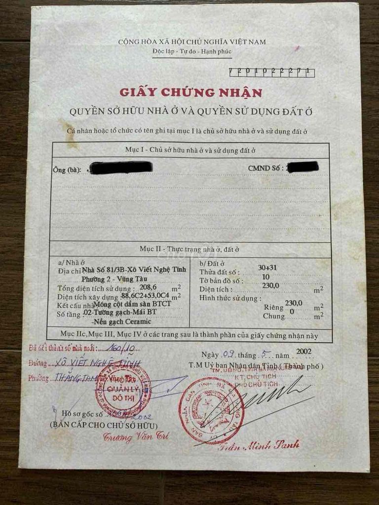 CHÍNH CHỦ CẦN BÁN NHÀ TP.VŨNG TÀU SÁT BIỂN