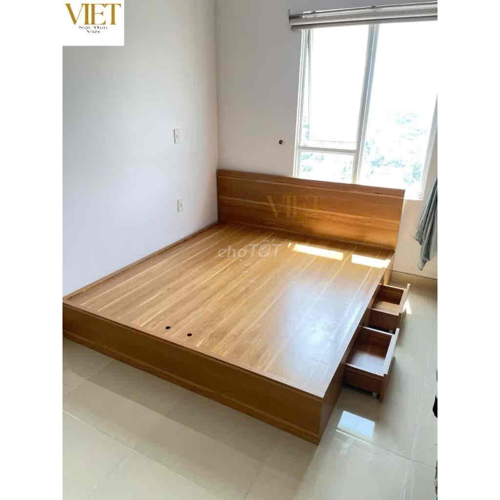 Giường Gỗ MDF 1.8m x 2m Nâu Gỗ. Mua bán Giường, chăn ga gối nệm tại Quận Hoàng Mai Hà Nội được đăng bởi Hoàng Trường hình 1