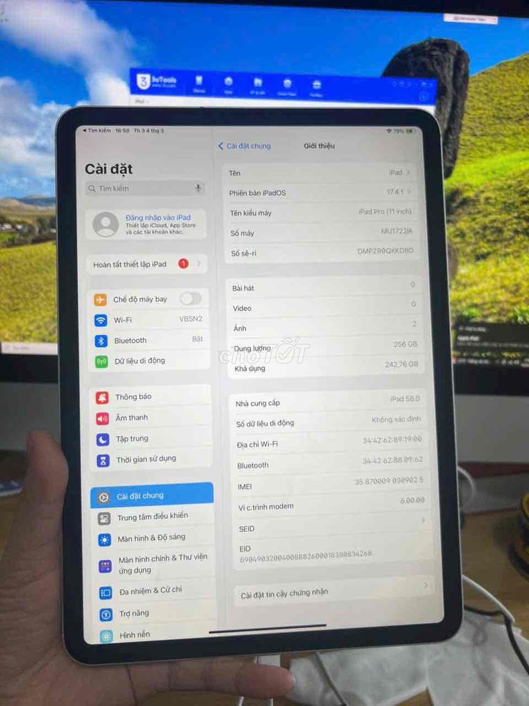 iPad 11inch 256G 4G 2018 pin 91% nguyên zin 10.200