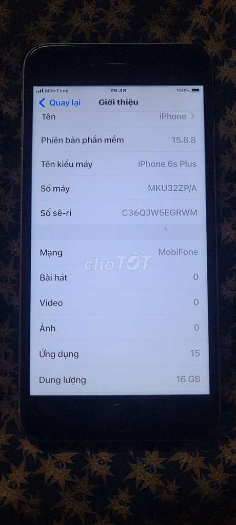 iPhone 6s Plus 16GB Bạc. Mua bán Điện thoại tại Quận Ninh Kiều Cần Thơ được đăng bởi BÌNH AN hình 1