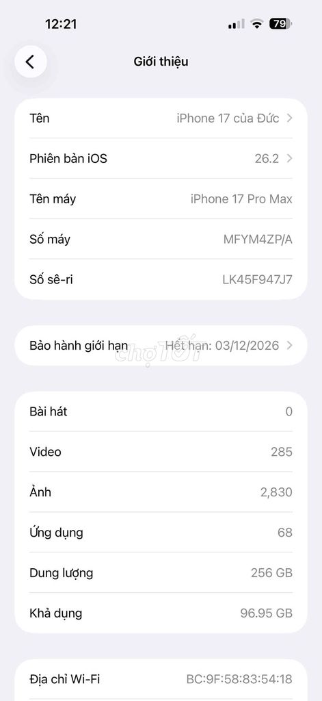 Apple iPhone 17 Pro Max 256GB Trắng 97%. Mua bán Điện thoại tại Huyện Krông Pắc Đắk Lắk được đăng bởi Nguyễn Đức hình 1