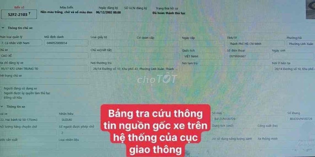 Xipo 2002 giấy tờ Thật do cog an cấp xe đã lên đề. Mua bán Xe máy tại Thành phố Thủ Đức Tp Hồ Chí Minh được đăng bởi Hien hình 20