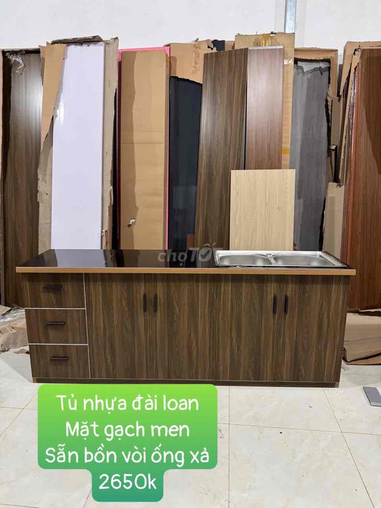 Tủ bếp Nhựa Đài Loan Vân gỗ dài 2m. Mua bán Tủ, kệ gia đình tại Huyện Hóc Môn Tp Hồ Chí Minh được đăng bởi đồ gỗ CN giá xưởng hình 1