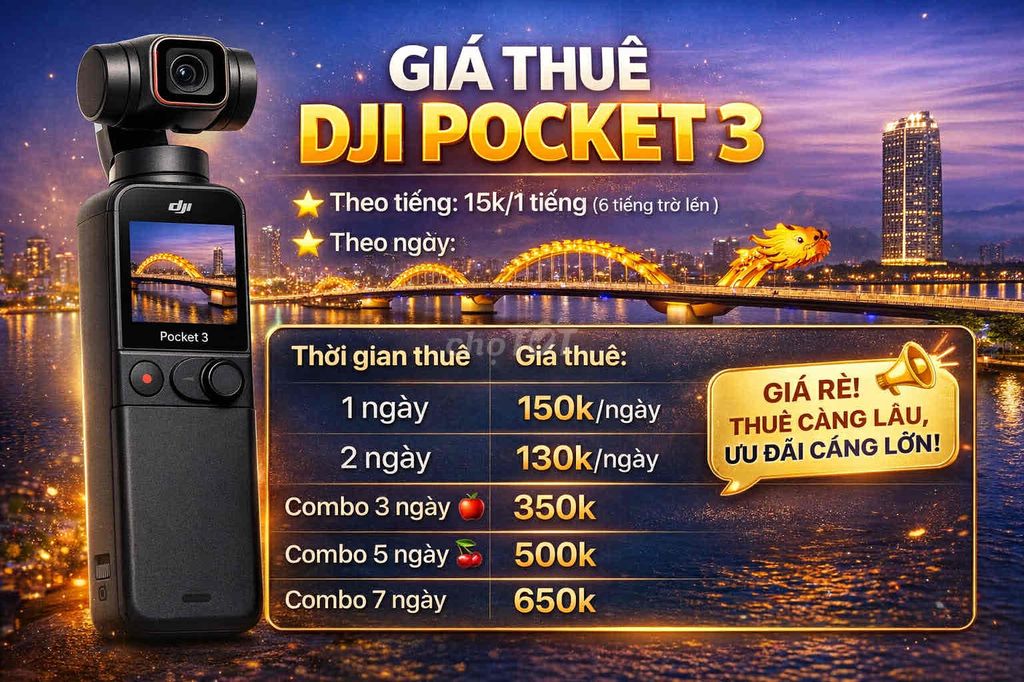 Cho thuê camera DJI Pocket 3 Đà Nẵng. Dịch vụ tại Huyện Hòa Vang Đà Nẵng được đăng bởi Đinh Thị Thảo Uyên hình 1