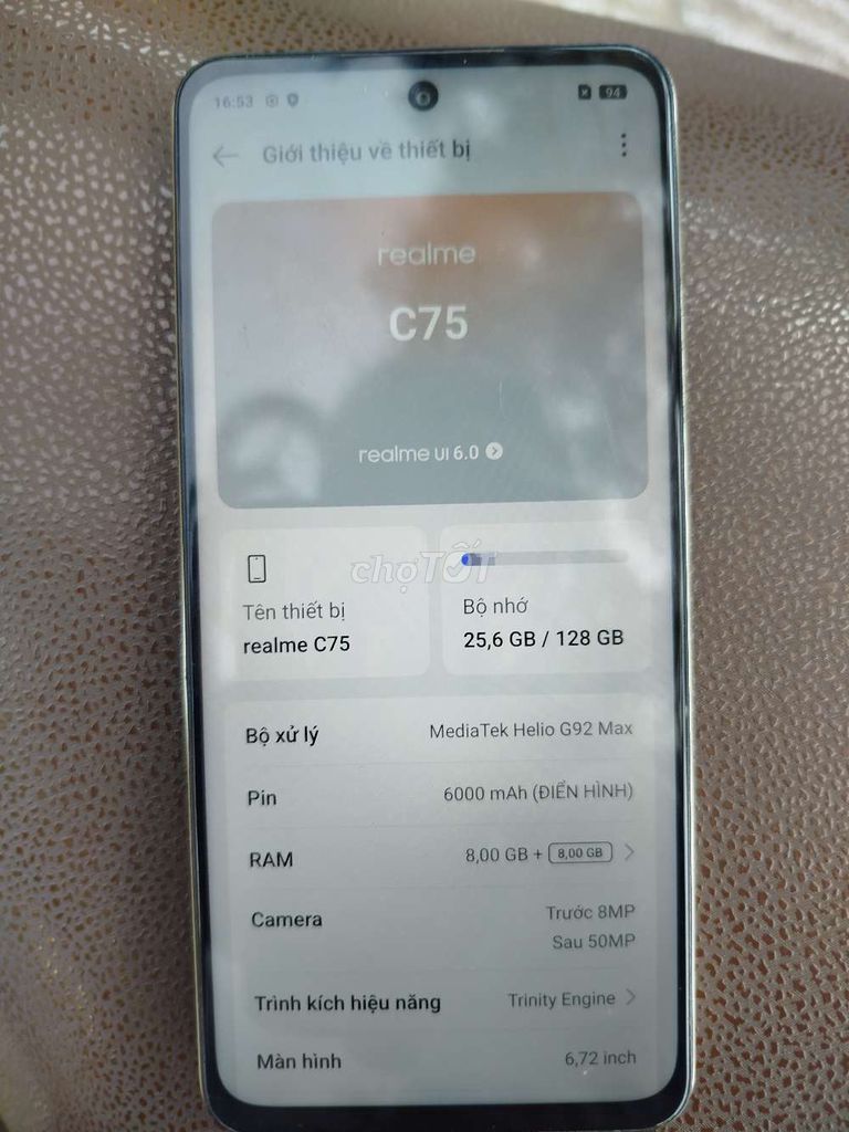 Realme C75 128GB Vàng. Mua bán Điện thoại tại Quận 10 Tp Hồ Chí Minh được đăng bởi Yaourt Phô Mai hình 1