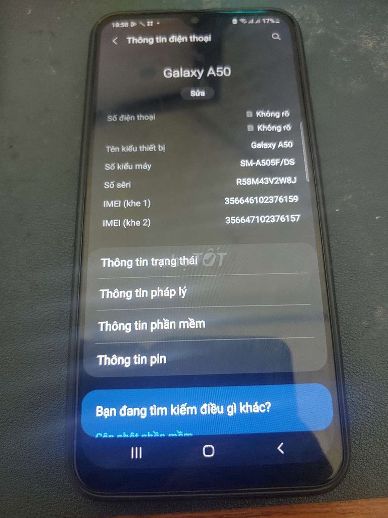 Samsung A50 Ram 4gb rom 64gb mất vân tay