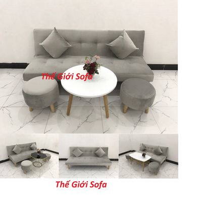 Bộ ghế Sofa bed giường màu xám nhung ở Bình Dương