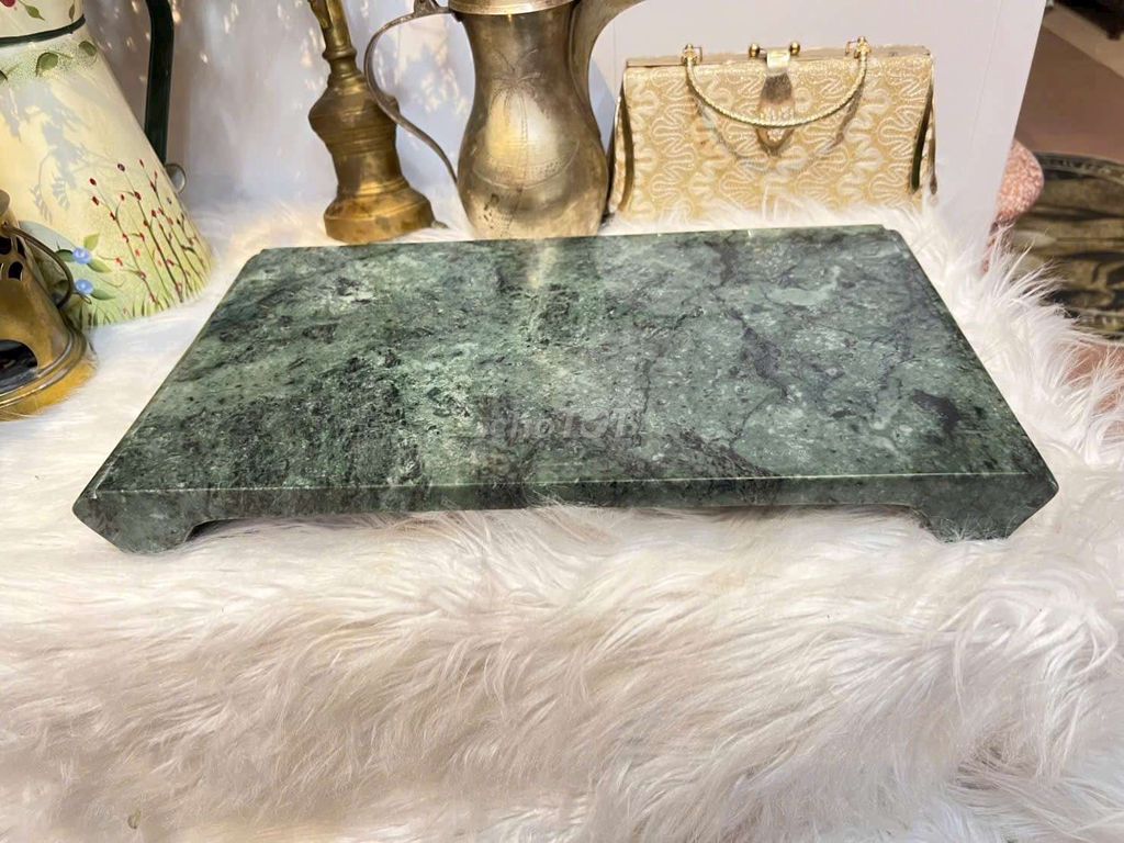 Khay trà đá cẩm thạch xanh chữ nhật vân loang. Mua bán Đồ sưu tầm, đồ cổ tại Quận Hai Bà Trưng Hà Nội được đăng bởi Lê Nga đồ xưa hình 1