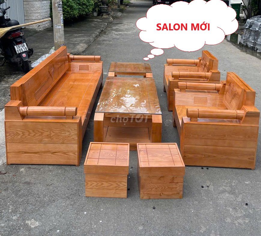 Bộ salon thùng gỗ sồi, sa lông gỗ sồi kiểu Nhật