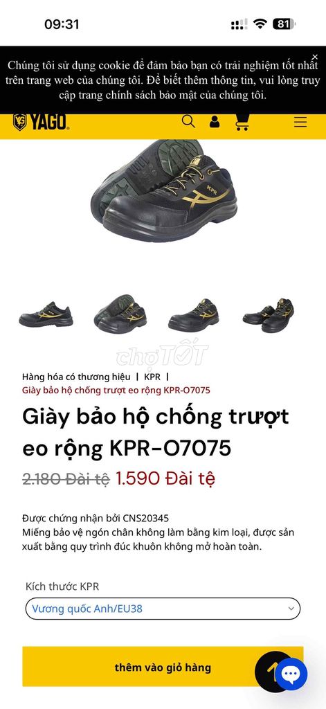 Giày bảo hộ King Power KPR size 42. Mua bán Giày dép tại Huyện Thuỷ Nguyên Hải Phòng được đăng bởi Toan Tran hình 1