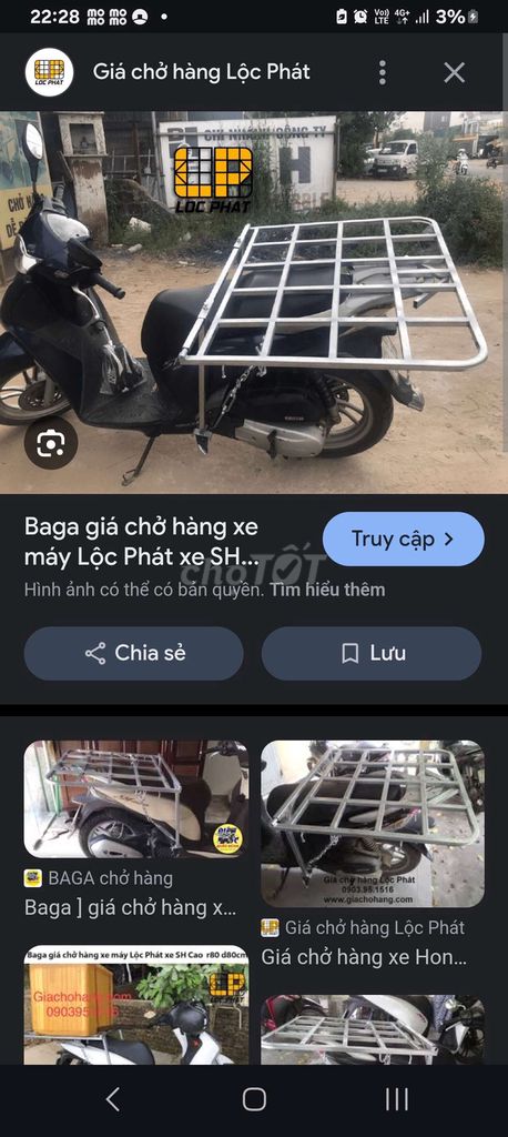 Ba ga chở hàng xe sh