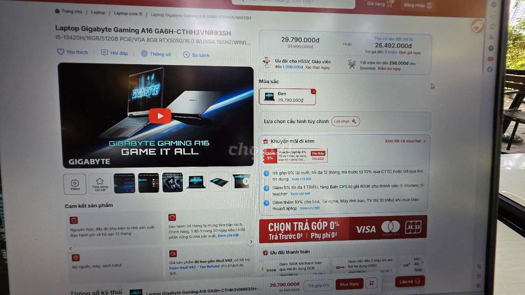 Gigabyte A16 CTH Ryzen 5 32GB/512GB. Mua bán Laptop tại Thành phố Thủ Đức Tp Hồ Chí Minh được đăng bởi Cường Mạnh hình 1