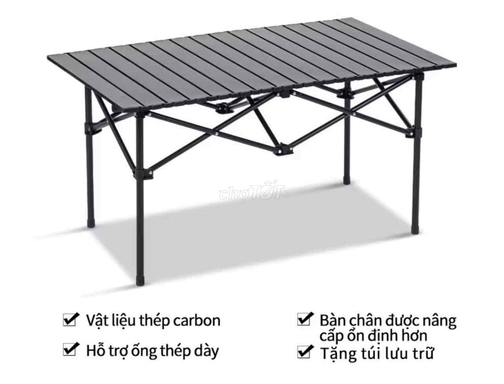 Bàn gấp dã ngoại Thép carbon Đen