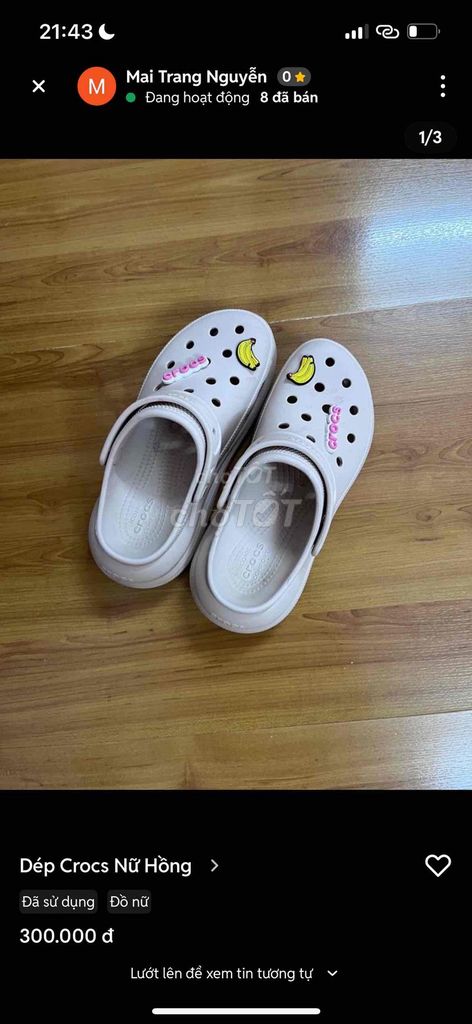 Dép Crocs Nữ Hồng Size 38 Đã sử dụng. Mua bán Giày dép tại Quận Hà Đông Hà Nội được đăng bởi Mai Trang Nguyễn hình 1