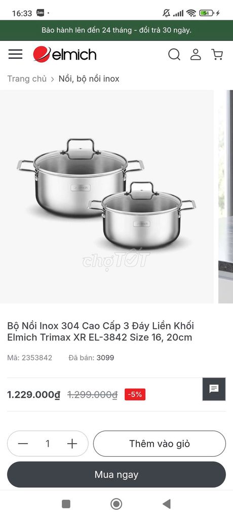 Bộ nồi Elmich Trimax XR EL-3842 Inox 304. Mua bán Dụng cụ nhà bếp tại Thành phố Thủ Đức Tp Hồ Chí Minh được đăng bởi ngọc trinh hình 1