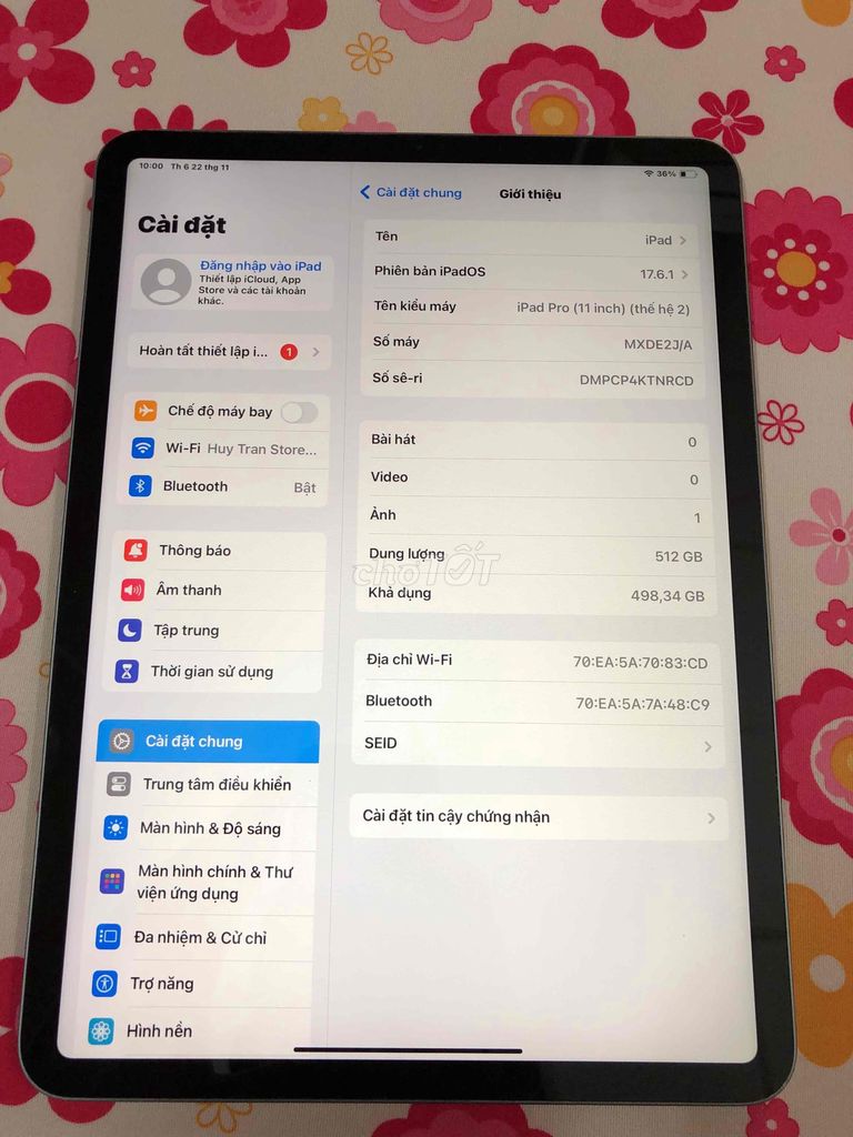 ipad pro 11" gen 2 2020 256Gb , máy đẹp 98-99%
