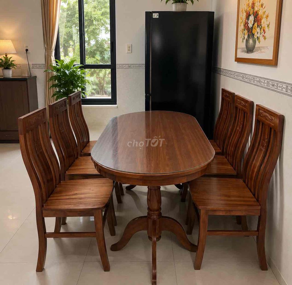 Bộ bàn ghế ăn gỗ xoan đào màu Nâu. Mua bán Bàn ghế tại Quận Bình Thuỷ Cần Thơ được đăng bởi Thư Minh hình 1