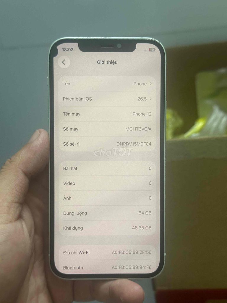 Apple iPhone 12 64GB Xanh lá nhạt Quốc tế Cũ. Mua bán Điện thoại tại Thành phố Thuận An Bình Dương được đăng bởi Trung Apple Ko bán góp hình 1