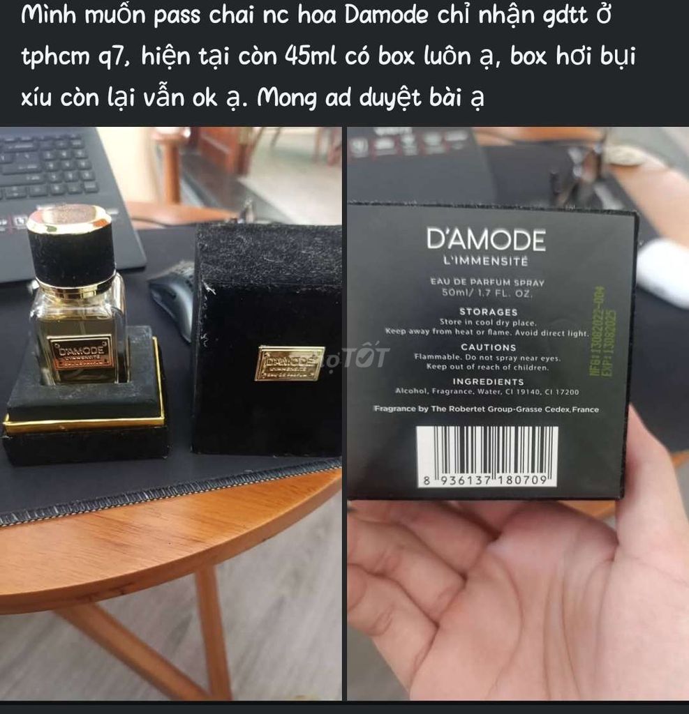 DAMODE LIMMENSITÉ Nước hoa 45ml . Mua bán Nước hoa tại Quận 7 Tp Hồ Chí Minh được đăng bởi Nguyễn Hiếu Thuận  hình 1
