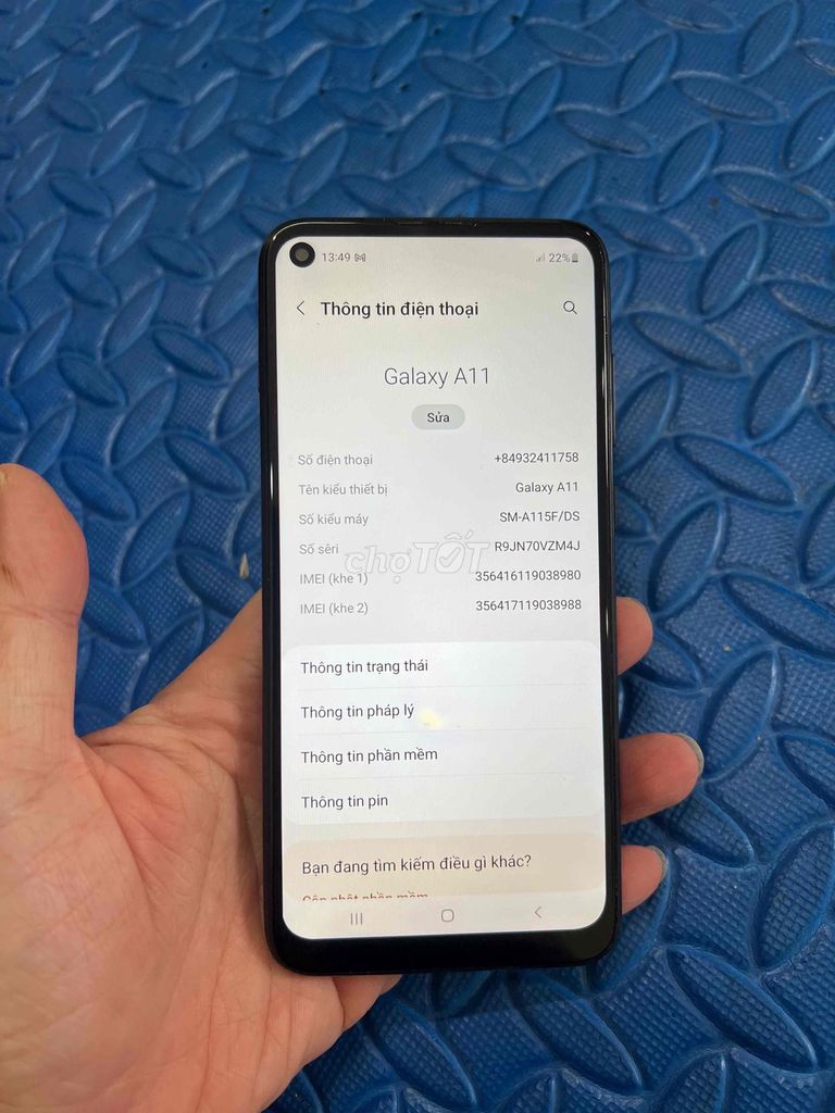 Samsung Galaxy A11 Đen Đã qua sử dụng. Mua bán Điện thoại tại Quận Hà Đông Hà Nội được đăng bởi Mạnh Mobile hình 1