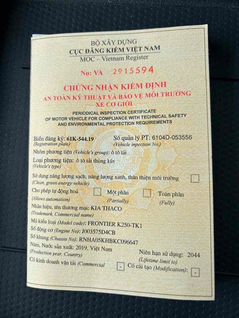 K250. trọng tải 2.5 tấn đời 2019. chạy 68 ngàn km. Mua bán Xe tải, xe ben tại Thành phố Dĩ An Bình Dương được đăng bởi Tuan hình 12