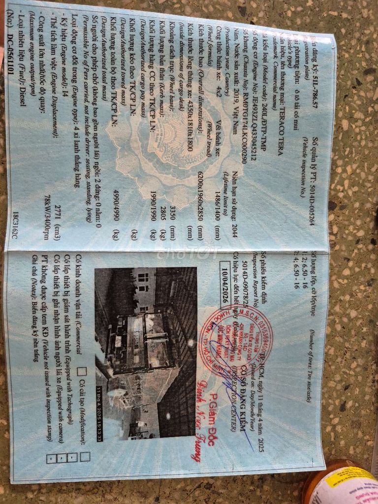 2019. Tải 1T9 . Thùng Inoc.dài 4m4.chính chủ. Mua bán Xe tải, xe ben tại Thị xã Bến Cát Bình Dương được đăng bởi LÂM VĂN HẸN hình 6