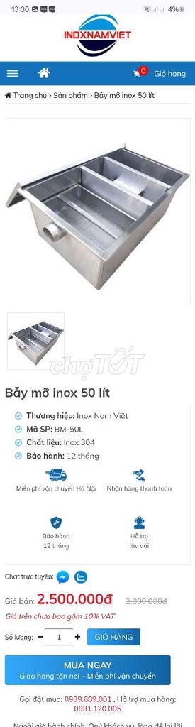 Thanh lý bể lọc mỡ , cống lọc mỡ inox 304 đẹp 95%