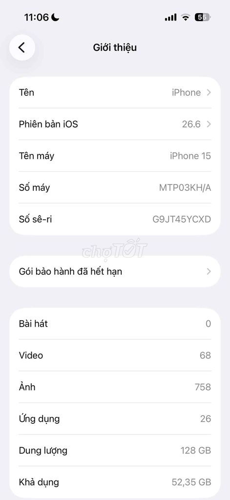 iPhone 15 128GB 98%. Mua bán Điện thoại tại Thành phố Thủ Dầu Một Bình Dương được đăng bởi Văn Luân hình 1