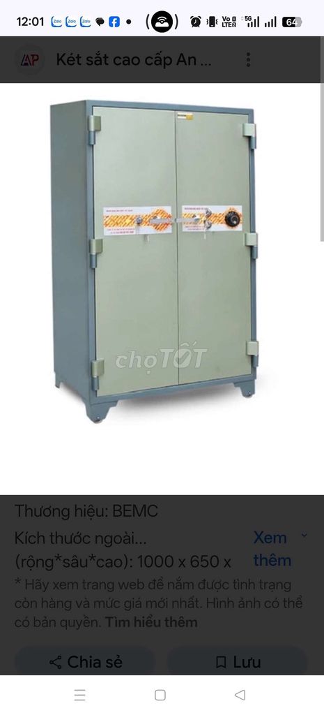 Két sắt BEMC K560 Xám. Mua bán Nội thất, đồ gia dụng khác tại Thị xã Từ Sơn Bắc Ninh được đăng bởi cong duong hình 1