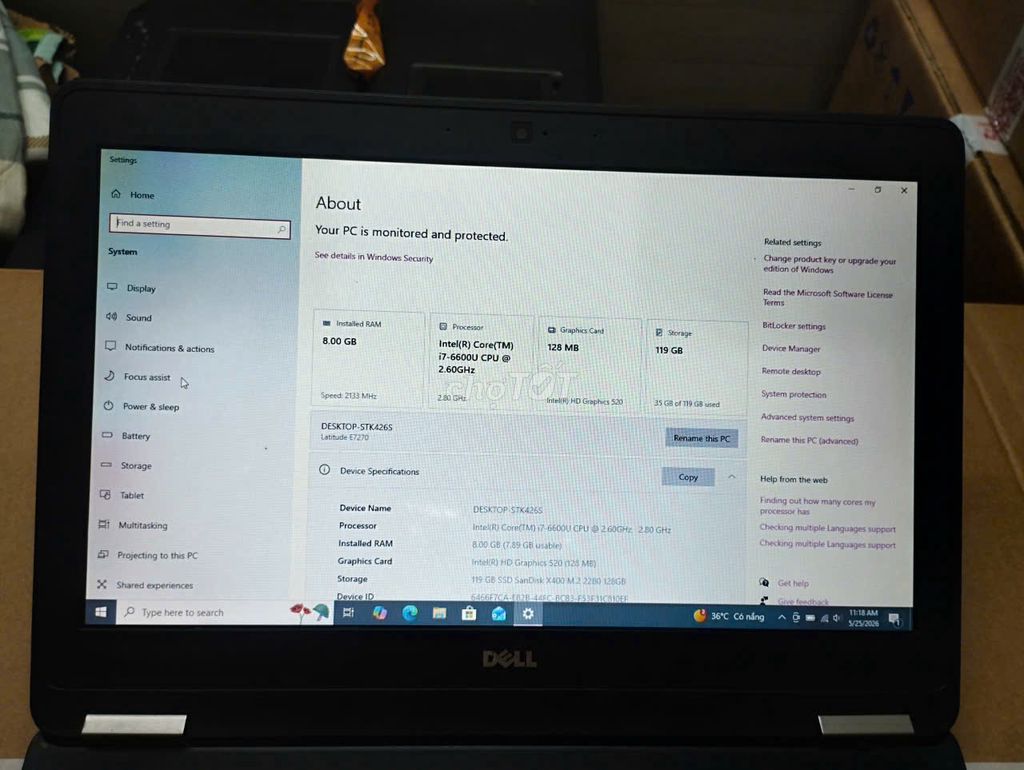 Dell Latitude 7270 i7 6600u 8GB/128GB. Mua bán Laptop tại Quận Hải Châu Đà Nẵng được đăng bởi Quoc Bin hình 1