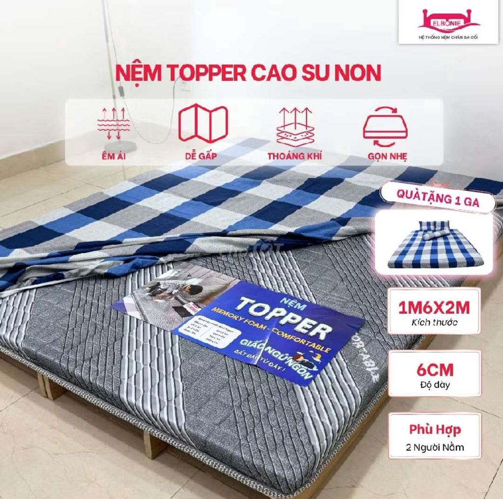 Nệm Topper Cao su non 1M6 x 2M 6cm. Mua bán Giường, chăn ga gối nệm tại Quận 8 Tp Hồ Chí Minh được đăng bởi Ngọc Dư hình 1