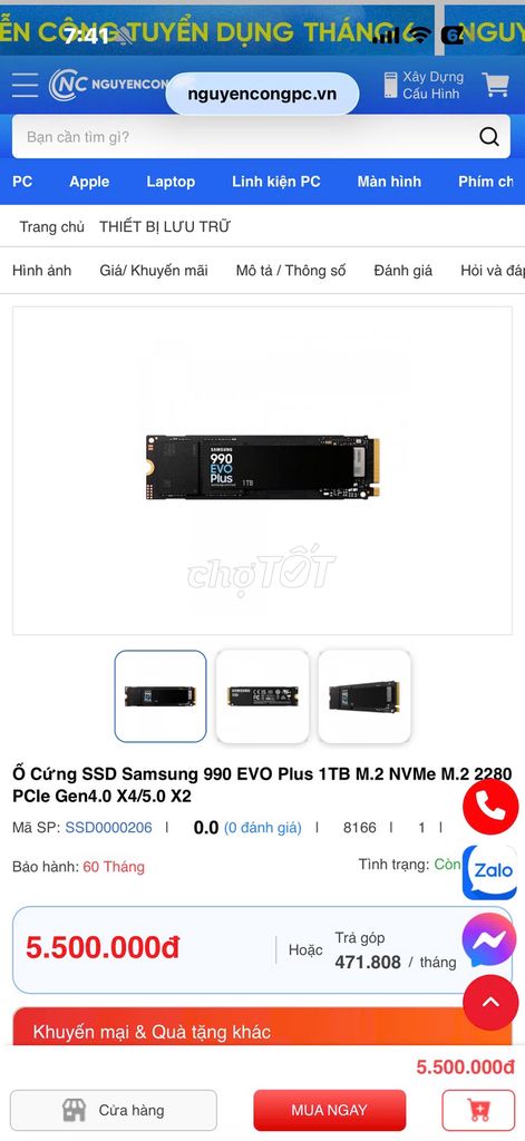 Samsung 990 EVO Plus 1TB M.2 NVMe PCIe Gen4.0. Mua bán Laptop tại Quận Thanh Xuân Hà Nội được đăng bởi truong Dylan hình 1