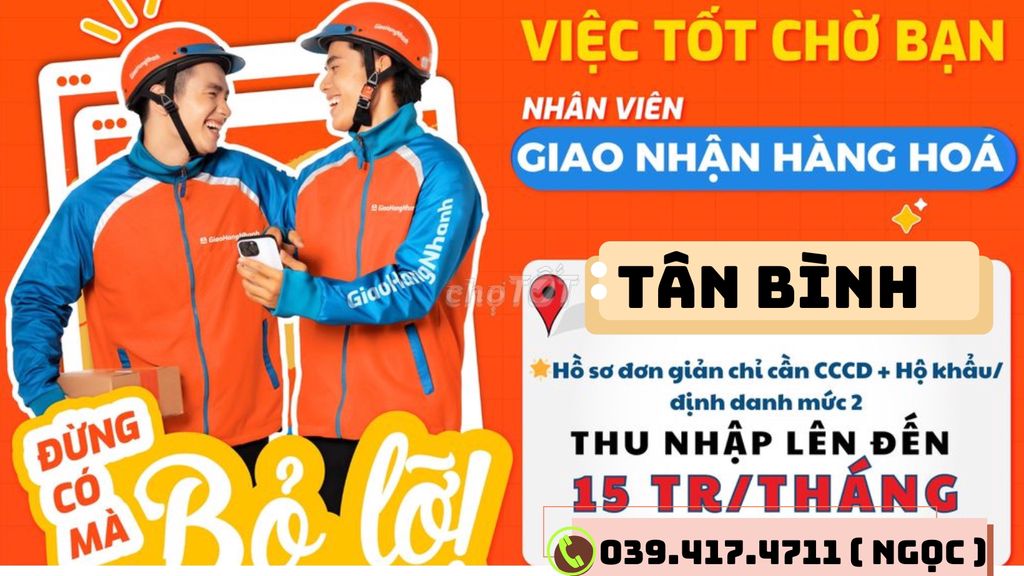 TÂN BÌNH - TUYỂN NV GIAO HÀNG THỜI VỤ CUỐI NĂM