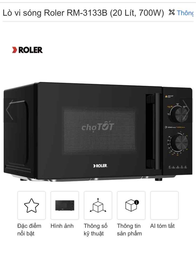 Lò vi sóng Roller RM-3133B Đen - Mới 100%. Mua bán Bếp, lò, đồ điện nhà bếp tại Quận Hải An Hải Phòng được đăng bởi Dao Ngan hình 1