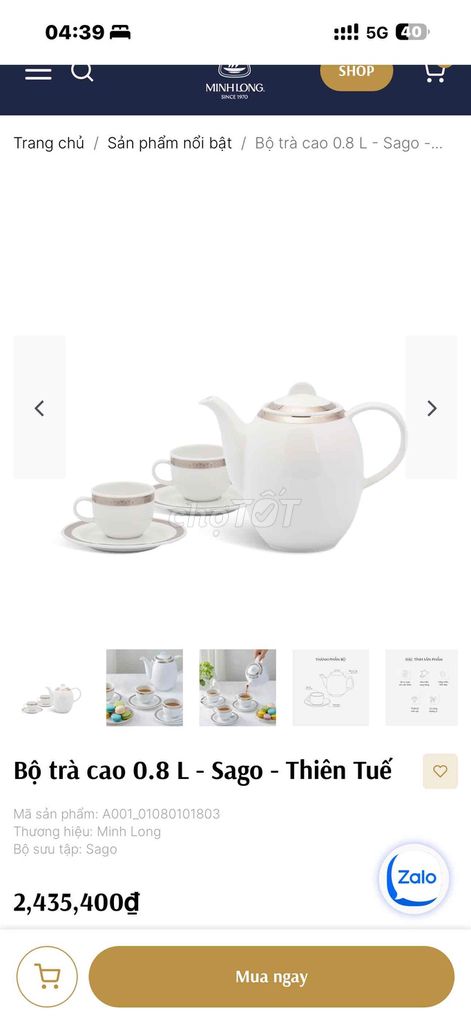 Bộ ấm trà Minh Long Thiên Tuế Sago. Mua bán Dụng cụ nhà bếp tại Quận 8 Tp Hồ Chí Minh được đăng bởi Linh Ngoc hình 1