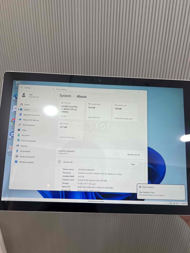 Bán rẻ Surface Pro 6 i7 16GB/512GB pin 100%. Mua bán Máy tính bảng tại Quận Thanh Khê Đà Nẵng được đăng bởi thông hình 1