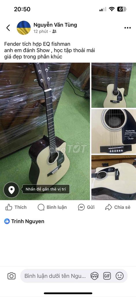 guitar acoutic fender âm hay full box