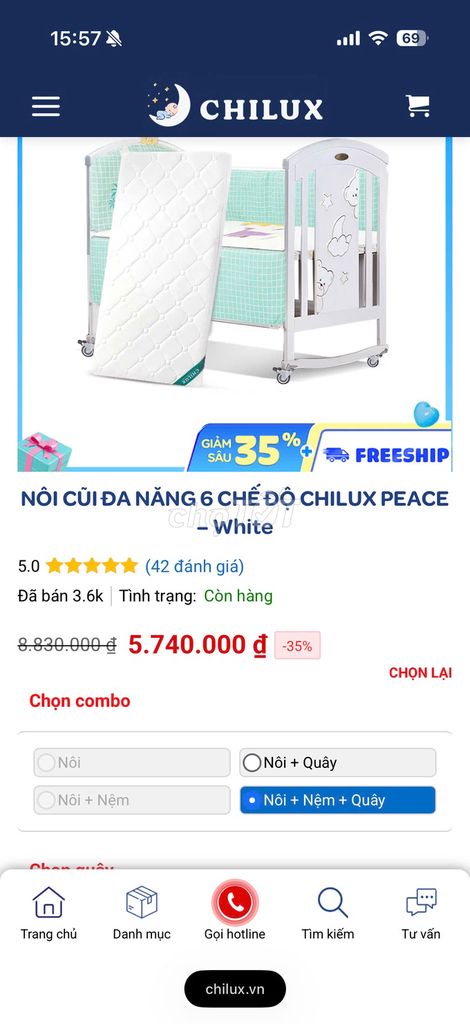 Nôi cũi em bé CHILUX - mẫu phủ sơn Trắng. Mua bán Mẹ và bé tại Quận Thanh Xuân Hà Nội được đăng bởi nguyễn minh ngọc hình 1