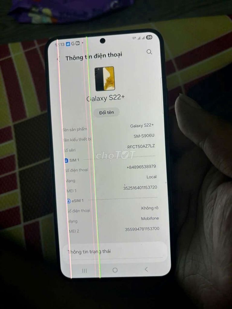 Samsung Galaxy S22+ Đen Màn hình sọc. Mua bán Điện thoại tại Thành phố Thuận An Bình Dương được đăng bởi quỳnh như hình 1