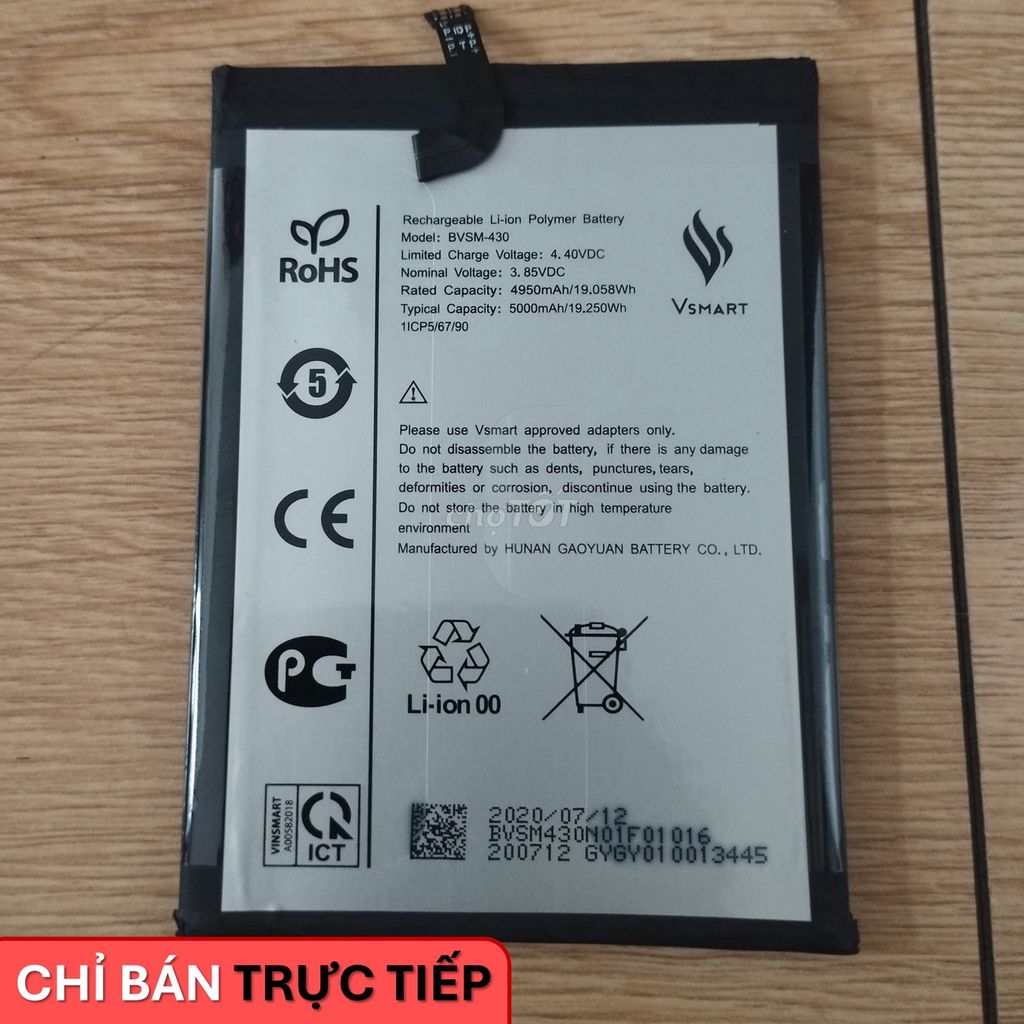 Pin Điện Thoại Vsmart Live 4 5000mah Cũ SK80%