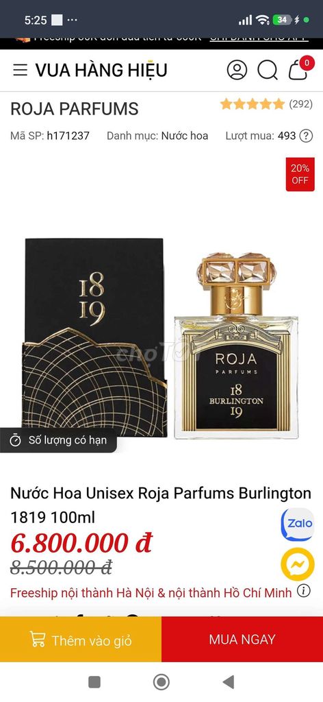 Roja Parfums Burlington 1819 Unisex 100ml. Mua bán Nước hoa tại Quận 4 Tp Hồ Chí Minh được đăng bởi Tran Tu hình 1