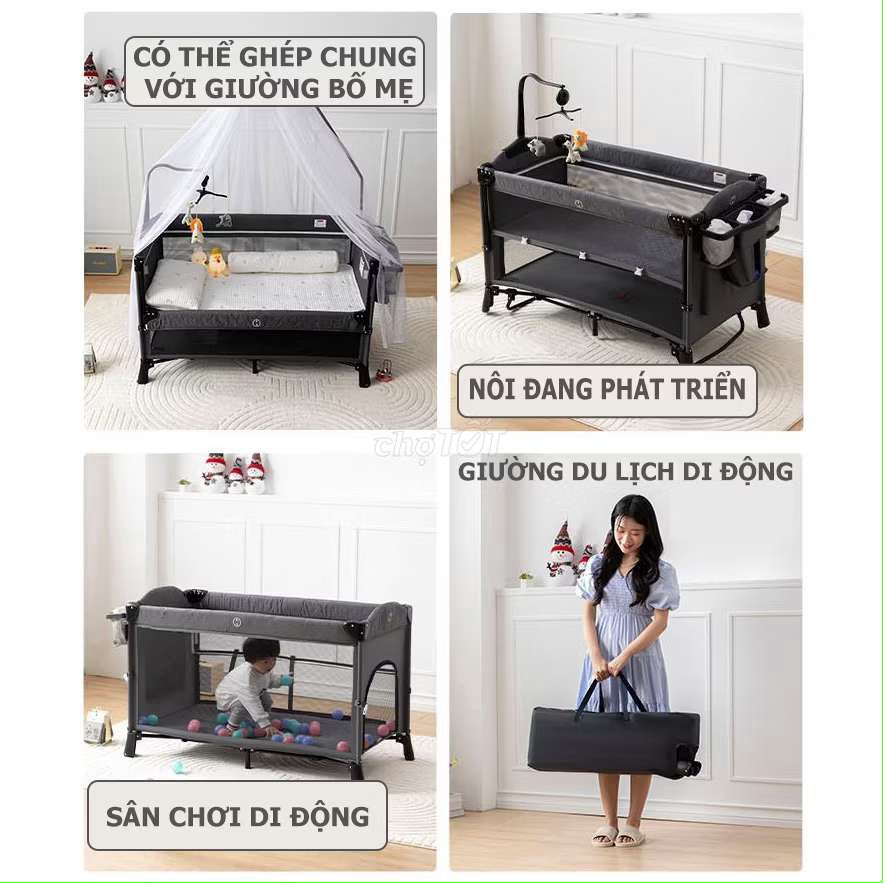 Nôi em bé gấp gọn vải Xám. Mua bán Mẹ và bé tại Huyện Nghĩa Đàn Nghệ An được đăng bởi Trần Minh hình 1